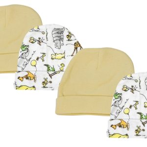 Baby Boy, Baby Girl, Unisex Infant Caps (pack Of 4) Nc_0305