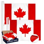G128 2 Pack: Canada Canadian Flag | 3x6 Ft | Double ToughWeave Series Double Sided Embroidered 210D Polyester | Country Flag, Embroidered Design, Indoor/Outdoor, Brass Grommets, Heavy Duty, 3-ply