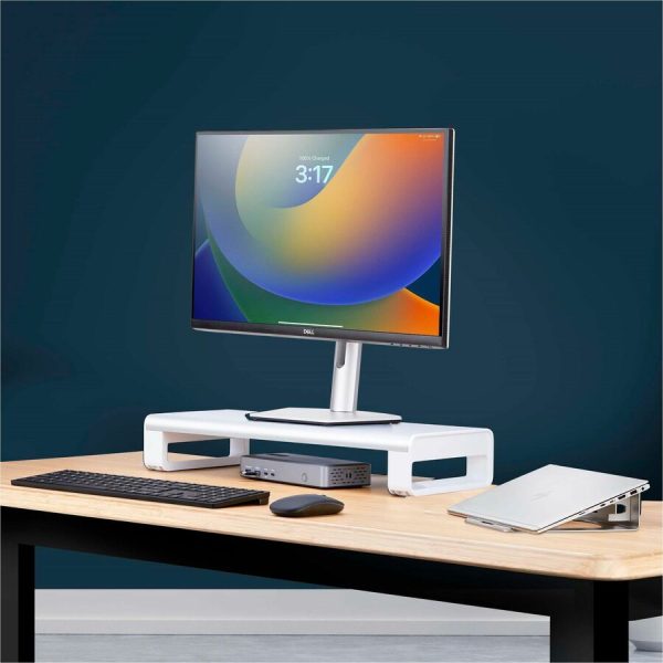 StarTech.com Ergonomic Monitor Riser Stand, Up to 33lb/15kg, Fixed height 3.5in/9cm, Desktop Computer Monitor/Laptop Riser, Steel Platform - Image 3