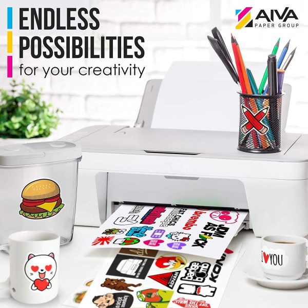 Printable Vinyl Sticker Paper  Waterproof Decal Paper for Inkjet Printer  100 SelfAdhesive Sheets  Glossy White  Standard Letter Size 8.5x11 - Image 5