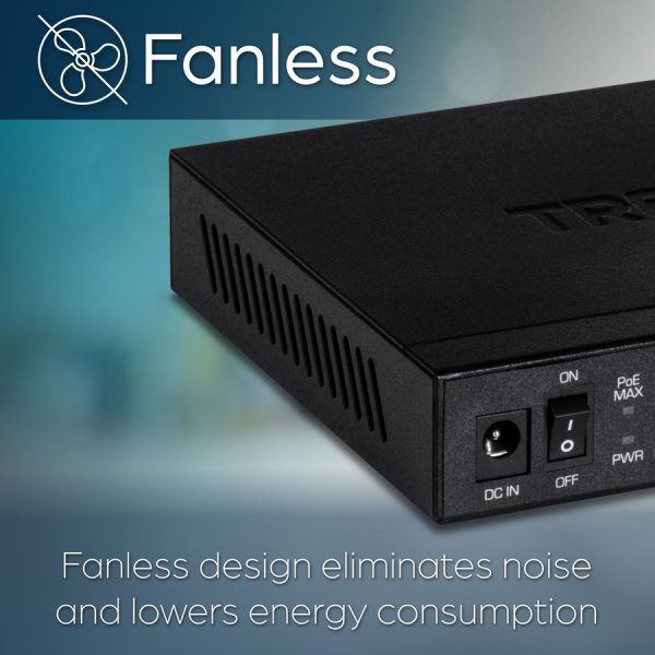 TRENDnet 5-Port Unmanaged 2.5G PoE+ Switch, Fanless, Compact Desktop Design, Metal Housing, 2.5GBASE-T Ports, IEEE 802.3bz, 55W PoE Budget, Life protection, Black, TPE-TG350 - Image 6