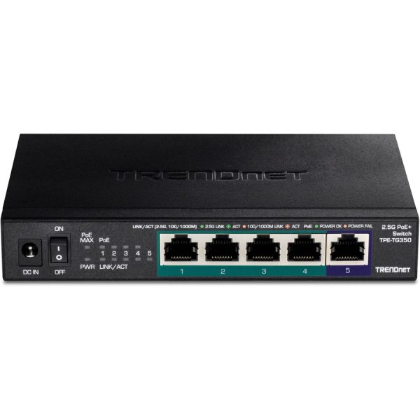 TRENDnet 5-Port Unmanaged 2.5G PoE+ Switch, Fanless, Compact Desktop Design, Metal Housing, 2.5GBASE-T Ports, IEEE 802.3bz, 55W PoE Budget, Life protection, Black, TPE-TG350 - Image 11