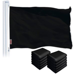 G128 10 Pack: Solid Black Color Flag | 2.5x4 Ft | LiteWeave Pro Series Printed 150D Polyester | Indoor/Outdoor, Vibrant Colors, Brass Grommets, Thicker and More Durable Than 100D 75D Polyester