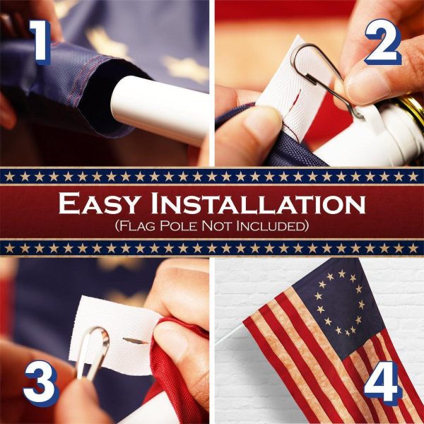 G128 3 Pack: Betsy Ross Tea-Stained Flag | 2x3 Ft | ToughWeave Pro Series Pole Sleeve Embroidered 420D Polyester | Historical Flag, Embroidered Design, High Quality, NO Flagpole Included - Image 7