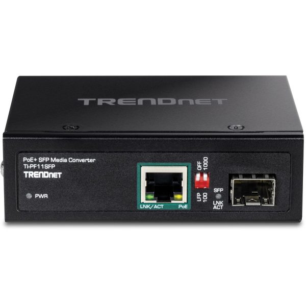 TRENDnet Industrial SFP to Gigabit PoE+ Media Converter, IP30 Rated Housing, Operating temperature range -40°- 75 °C to (-40° - 167 °F), TI-PF11SFP, Black - Image 4