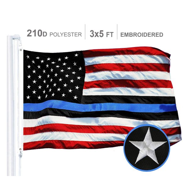 Blue Lives Matter Flag 210D Embroidered Polyester 3x5 Ft