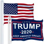 G128 Combo Pack: USA American Flag 3x5 Ft 150D Printed Stars & Trump Keep America Great Flag 3x5 Ft 150D Printed
