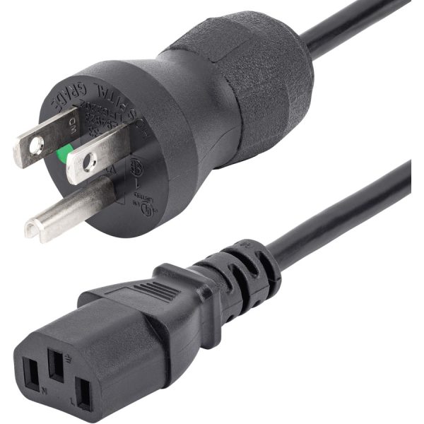 StarTech.com 15ft (4.5m) Hospital Grade Power Cord, 18AWG, NEMA 5-15P to C13, 10A 125V, Green Dot Medical Power Cable, Monitor Power Cable - Image 6