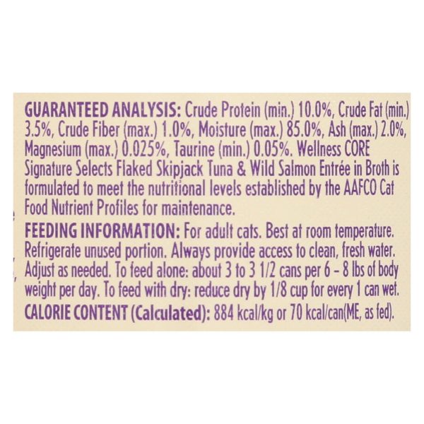 Wellness Pet Products - Signature Selects Cat Food - Skipjack Tuna and Wild Salmon Entrée in Broth - Case of 12 - 2.8 oz. - Image 2