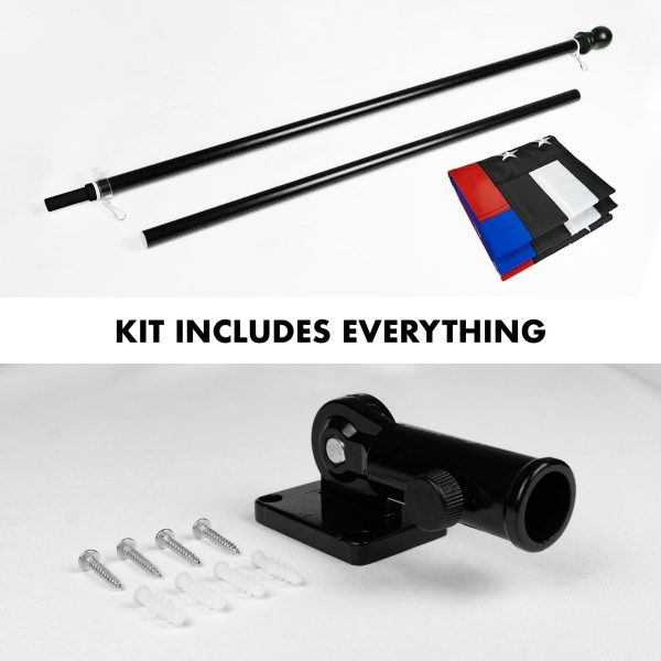 G128 - 6 Feet Tangle Free Spinning Flagpole (Black) Thin Blue&Red Flag Brass Grommets Embroidered 3x5 ft (Flag Included) Aluminum Flag Pole - Image 2