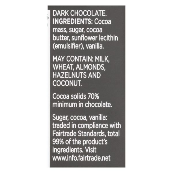 Divine - Bar Chocolate Dark 70% Cocoa - Case of 12 - 3 OZ