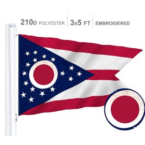 Ohio State Flag 300D Embroidered Polyester 3x5 Ft