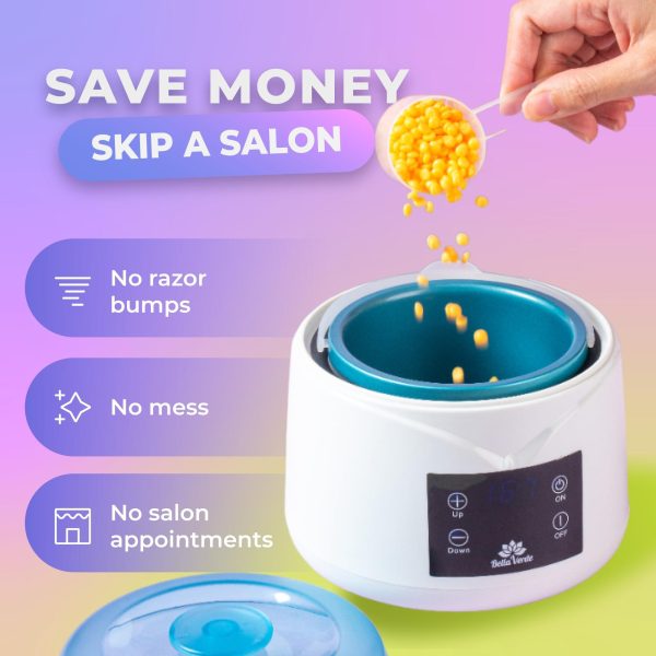 Bella Verde Waxing Kit for Women & Men   Hard Wax Kit for Hair Removal   Wax Warmer for Face Legs Eyebrows Body Bikini   Home Melter Wax Pot Machine   Hard Wax Beads Kit Painless All Hair Types - Image 3