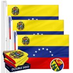 G128 3 Pack: Venezuela 7 Stars Venezuelan Flag | 4x6 Ft | Double ToughWeave Series Double Sided Embroidered 210D Polyester | Country Flag, Embroidered Design, Brass Grommets, Heavy Duty, 2-ply