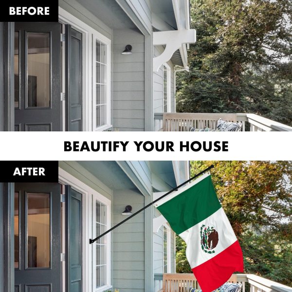 G128 Combo Pack: 5 Ft Tangle Free Aluminum Spinning Flagpole (Black) & Mexico Mexican Flag 2x3 Ft, LiteWeave Pro Series Printed 150D Polyester | Pole with Flag Included - Image 3