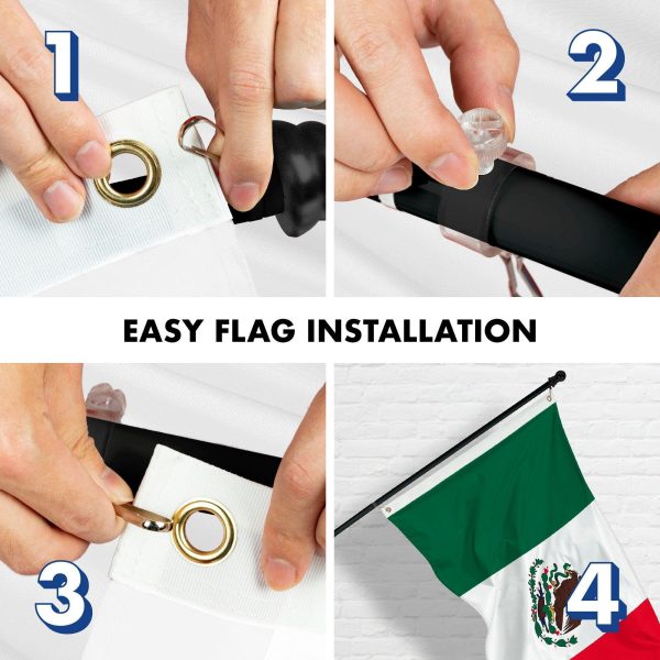 G128 Combo Pack: 5 Ft Tangle Free Aluminum Spinning Flagpole (Black) & Mexico Mexican Flag 2x3 Ft, LiteWeave Pro Series Printed 150D Polyester | Pole with Flag Included - Image 7