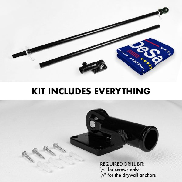G128 Combo Pack: 6 Ft Tangle Free Aluminum Spinning Flagpole (Black) & DeSantis Election Make America Florida Flag 3x5 Ft, LiteWeave Pro Series Printed 150D Polyester | Pole with Flag Included - Image 2
