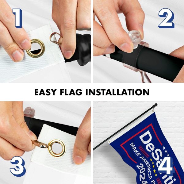 G128 Combo Pack: 6 Ft Tangle Free Aluminum Spinning Flagpole (Black) & DeSantis Election Make America Florida Flag 3x5 Ft, LiteWeave Pro Series Printed 150D Polyester | Pole with Flag Included - Image 7