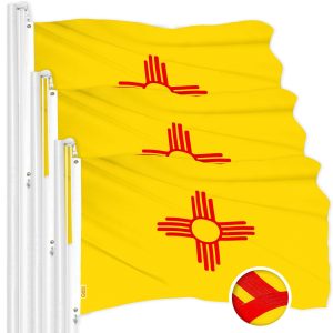 G128 3 Pack: New Mexico NM State Flag | 4x6 Ft | ToughWeave Series Embroidered 300D Polyester | Embroidered Design, Indoor/Outdoor, Brass Grommets