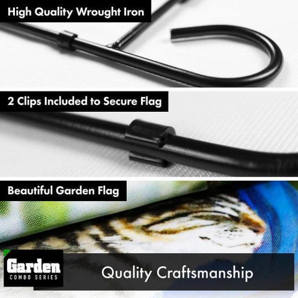 G128 Combo Pack: Garden Flag Stand Black 36x16 Inch & Garden Flag Welcome Sleeping Kitten 12x18 Inch - Image 3