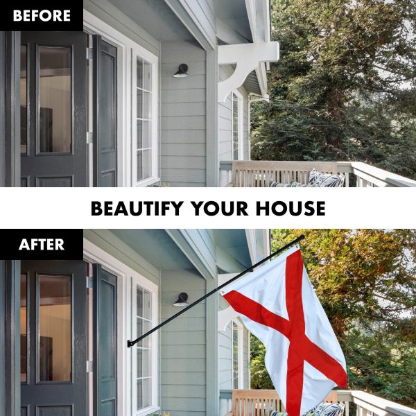 G128 Combo Pack: 6 Feet Tangle Free Spinning Flagpole (Black) Alabama AL State Flag 3x5 ft Printed 150D Brass Grommets (Flag Included) Aluminum Flag Pole - Image 3