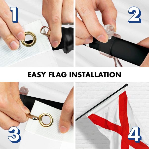 G128 Combo Pack: 6 Feet Tangle Free Spinning Flagpole (Black) Alabama AL State Flag 3x5 ft Printed 150D Brass Grommets (Flag Included) Aluminum Flag Pole - Image 7