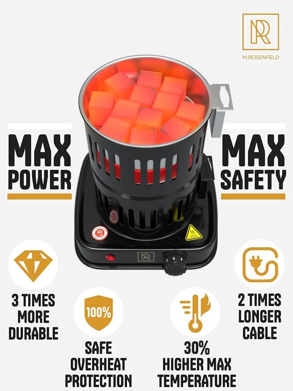 Multipurpose Electric Charcoal Starter   800W Electric Charcoal Burner ETL Approved Electric Stove   Coconut Charcoal Lighters with Tongs   800W Hot Plate Electric   304 Stainless Steel Coiled Burner - Image 2