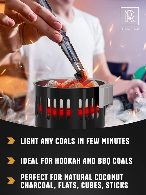Multipurpose Electric Charcoal Starter   800W Electric Charcoal Burner ETL Approved Electric Stove   Coconut Charcoal Lighters with Tongs   800W Hot Plate Electric   304 Stainless Steel Coiled Burner - Image 5