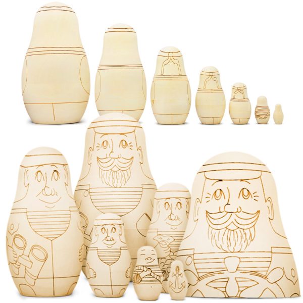 AEVVV Unpainted Matryoshka Dolls Set 7 pcs   Blank Russian Nesting Dolls   Unfinished Wood Nesting Dolls   Wooden Crafts to Paint Your Own Matryoshka - Image 2