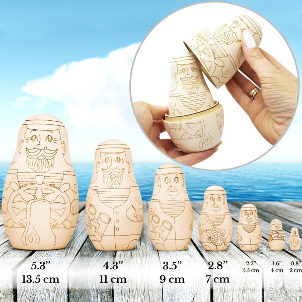 AEVVV Unpainted Matryoshka Dolls Set 7 pcs   Blank Russian Nesting Dolls   Unfinished Wood Nesting Dolls   Wooden Crafts to Paint Your Own Matryoshka - Image 3