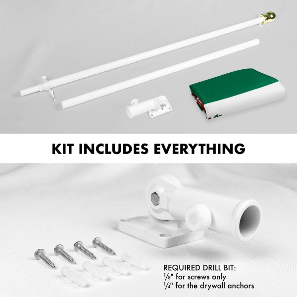 G128 - 6 Feet Tangle Free Spinning Flagpole (White) Mexico Brass Grommets Printed 3x5 ft (Flag Included) Aluminum Flag Pole - Image 2