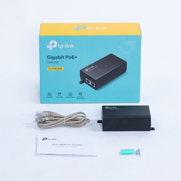 TP-LINK TL-PoE160S - 802.3at/af Gigabit PoE Injector - Non-PoE to PoE Adapter - Supplies PoE (15.4W) or PoE+ (30W) - Plug & Play - Desktop/Wall-Mount - Distance Up to 328 ft. - UL Certified - Black - Image 3