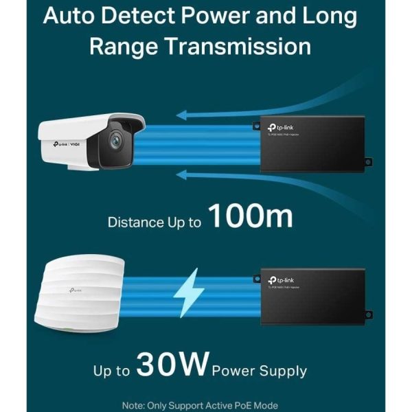 TP-LINK TL-PoE160S - 802.3at/af Gigabit PoE Injector - Non-PoE to PoE Adapter - Supplies PoE (15.4W) or PoE+ (30W) - Plug & Play - Desktop/Wall-Mount - Distance Up to 328 ft. - UL Certified - Black - Image 6
