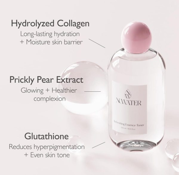 Refreshing Essence Toner | Hydrating Facial Toner | Glass Skin Barrier | Hydrolyzed Collagen Niacinamide Glutathione | Korean Skin Care for Face (10.14 fl.oz) - Image 5