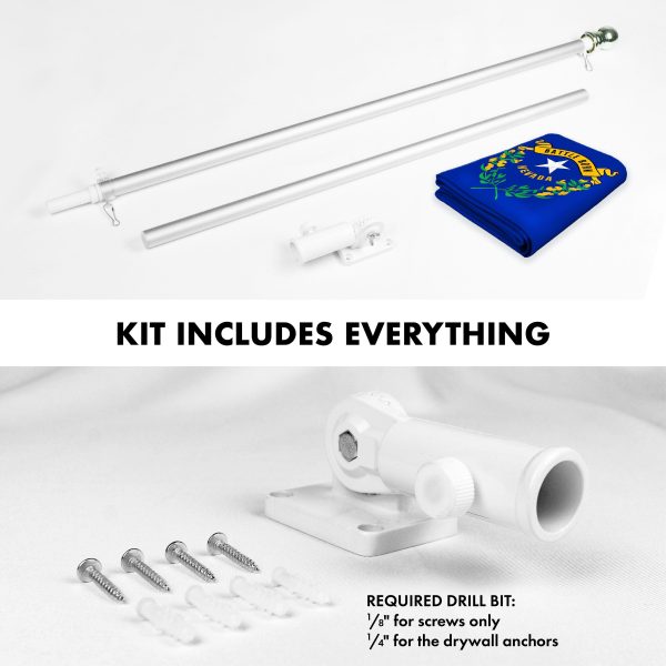G128 Combo Pack: 6 Ft Tangle Free Aluminum Spinning Flagpole (Silver) & Nevada NV State Flag 3x5 Ft, ToughWeave Series Embroidered 300D Polyester | Pole with Flag Included - Image 2