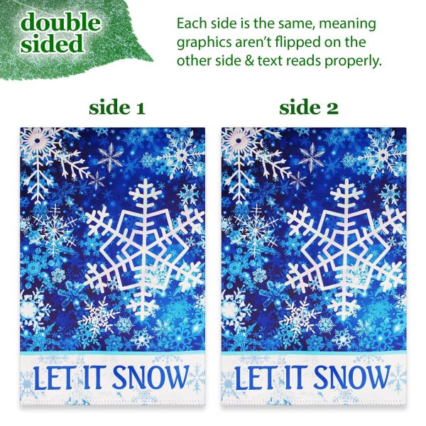 G128 Combo Pack: Garden Flag Stand Black 36 in x 16 in & Garden Flag Winter Decoration Let It Snow Snowflakes 12"x18" Double-Sided Blockout Fabric - Image 5