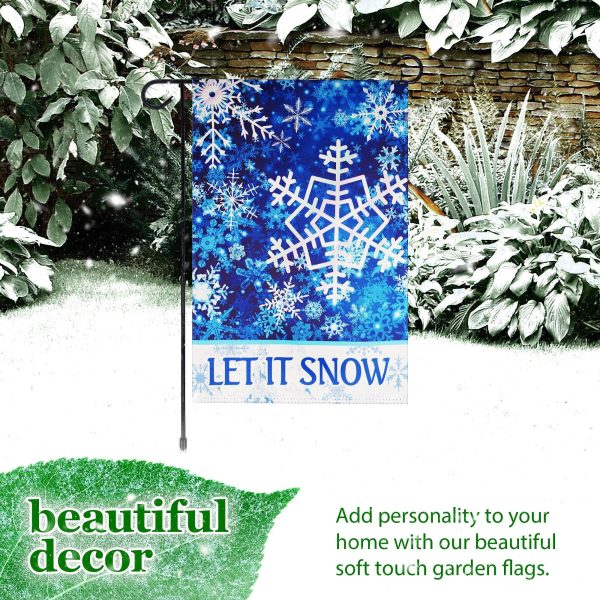 G128 Combo Pack: Garden Flag Stand Black 36 in x 16 in & Garden Flag Winter Decoration Let It Snow Snowflakes 12"x18" Double-Sided Blockout Fabric - Image 6