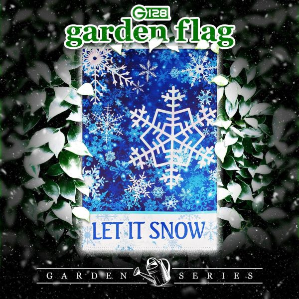 G128 Garden Flag Let It Snow Snowflakes | 12x18 Inch | Printed Blockout Polyester - Christmas Decoration - Image 2