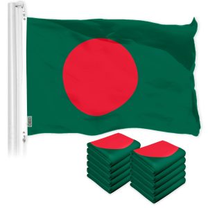 G128 10 Pack: Bangladesh Bangladeshi Flag | 3x5 Ft | LiteWeave Pro Series Printed 150D Polyester | Country Flag, Vibrant Colors, Brass Grommets, Thicker and More Durable Than 100D 75D Polyester