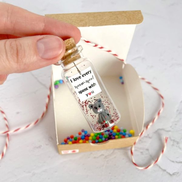 Cute Girlfriend and Boyfriend Gifts   Personalized Anniversary Present for Her Him   Custom Birthday Gift Idea for Women Men (Grey Cat   I Love Every Meow ment Spent With You in Craft Gift Box) - Image 3