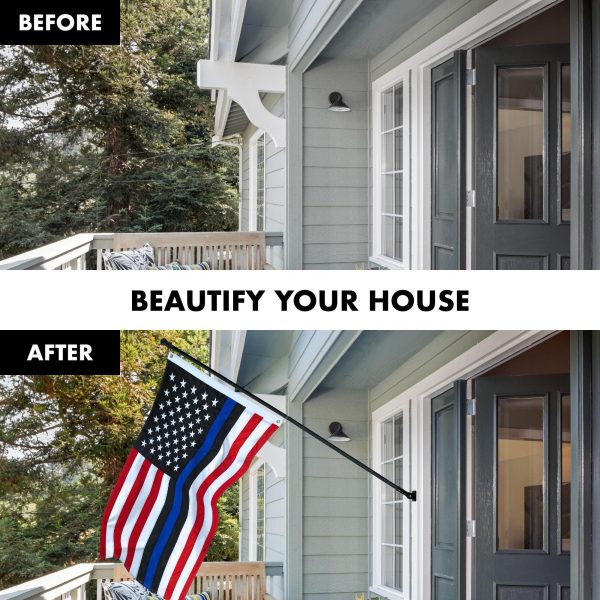 G128 - 5 Feet Tangle Free Spinning Flagpole (Black) Blue Lives Matter Flag Brass Grommets Embroidered 2x3 ft (Flag Included) Aluminum Flag Pole - Image 3