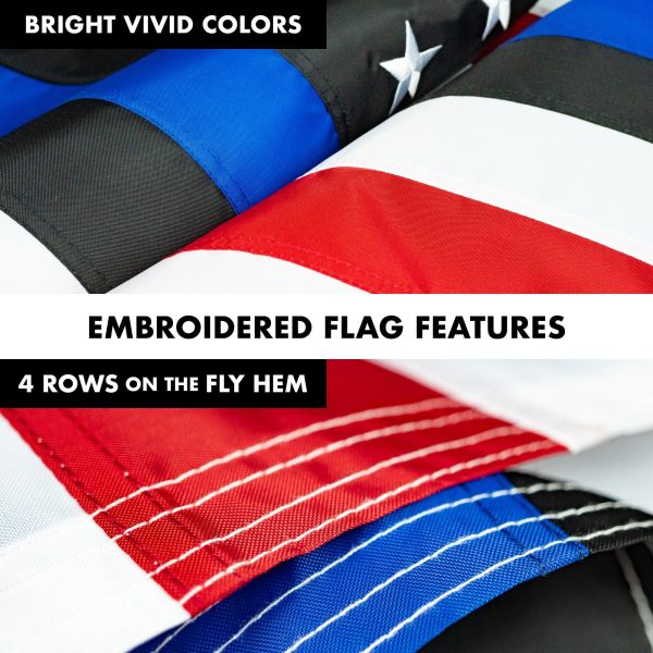 G128 - 5 Feet Tangle Free Spinning Flagpole (Black) Blue Lives Matter Flag Brass Grommets Embroidered 2x3 ft (Flag Included) Aluminum Flag Pole - Image 5