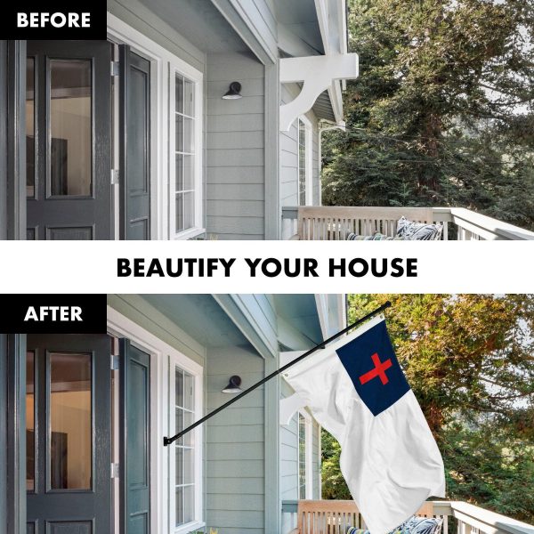 G128 Combo Pack: 5 Ft Tangle Free Aluminum Spinning Flagpole (Black) & Christian Flag 2x3 Ft, LiteWeave Pro Series Printed 150D Polyester | Pole with Flag Included - Image 3