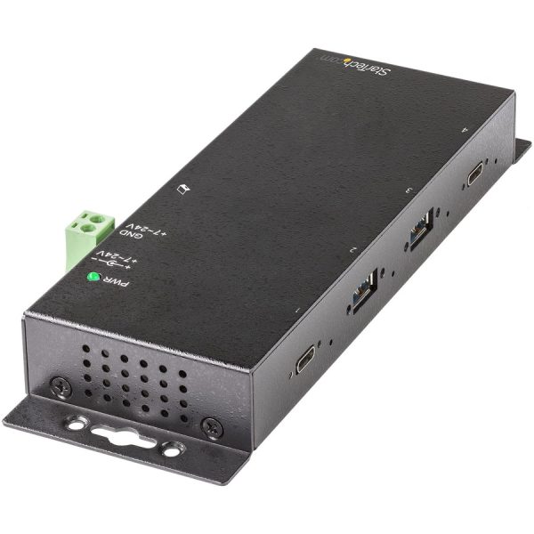 StarTech.com 4 Port USB C Hub 10Gbps, Metal Industrial USB-C Hub, 2x USB-C & 2x USB-A, ESD Surge Protection, Self-Powered USB Type-C Hub - Image 3
