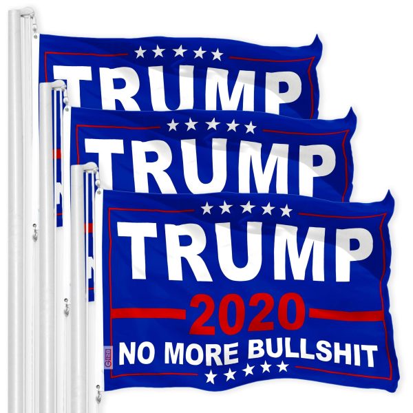 Trump No More Bullshit 2020 Flag 3x5 Ft 3-Pack Printed 150D Polyester By G128
