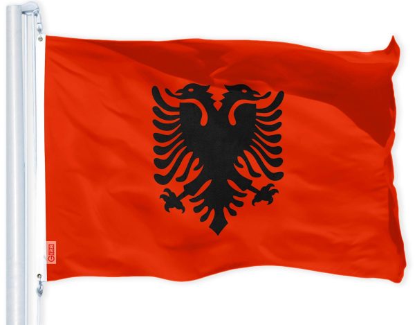 G128 Combo Pack: USA American Flag 3x5 Ft 150D Printed Stars & Albania Flag 3x5 Ft 150D Printed - Image 2