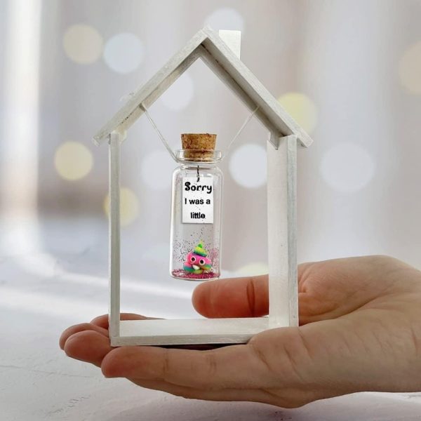 I'm Sorry Gifts for Her and Him   Personalised Apology Gift   Cute Poop in a Jar and Sorry Card   Forgive Me Present Idea (in White Wood Frame Sorry I was a little   Rainbow Poop) - Image 3