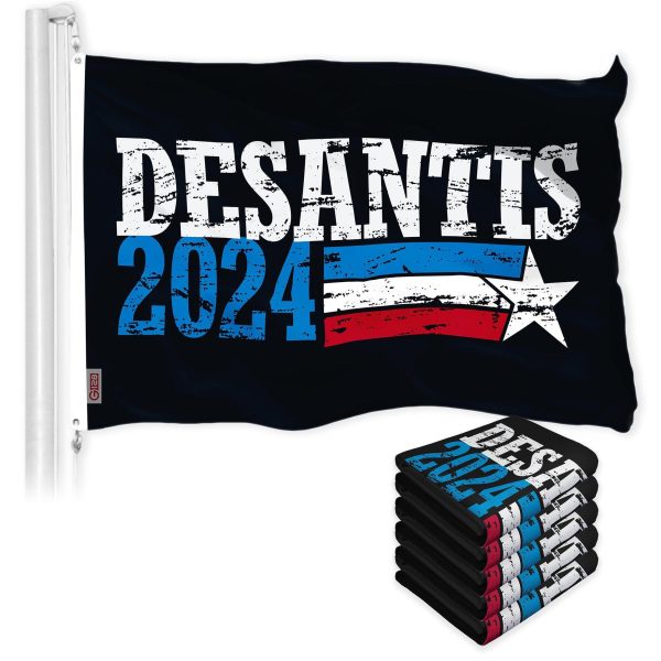 G128 5 Pack: DeSantis Election 2024 Flag | 3x5 Ft | LiteWeave Pro Series Printed 150D Poly | Election Flag, Indoor/Outdoor, Vibrant Colors, Brass Grommets, Thicker and More Durable Than 100D 75D Poly