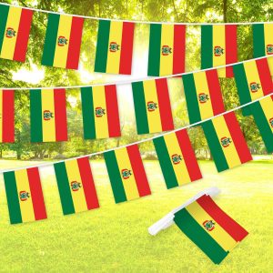 G128 Bolivia Bolivian Bunting Banner | Flag 8.2 x 5.5 Inch, Full String 33 Feet | Printed 150D Polyester, Decorations For Bar, School, Festival Events Celebration