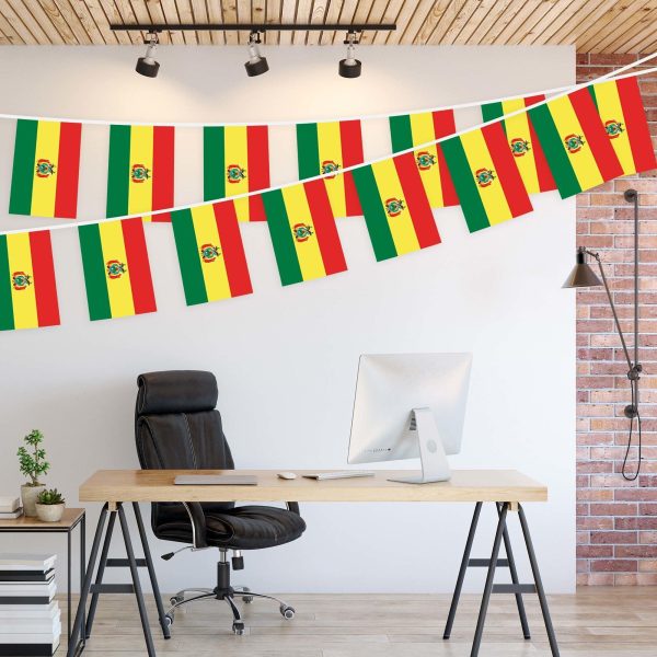 G128 Bolivia Bolivian Bunting Banner | Flag 8.2 x 5.5 Inch, Full String 33 Feet | Printed 150D Polyester, Decorations For Bar, School, Festival Events Celebration - Image 3